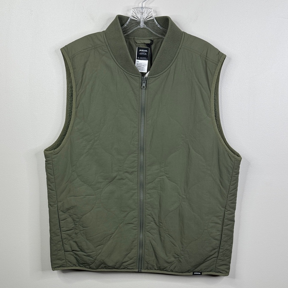 prAna Men's XL Encinitas Reversible Vest NWT Rye Green Quilted Sherpa Fleece